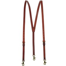 Men's Reddish Brown Shiny Genuine Leather Suspenders, Steampunk Style Y back ...
