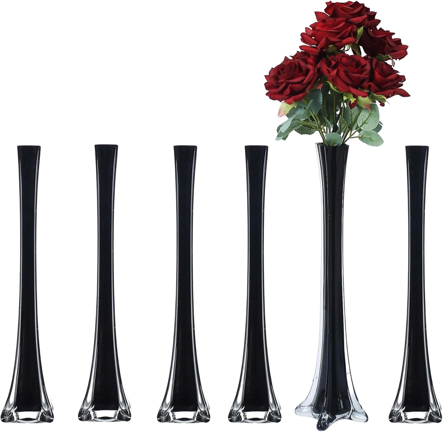 Eiffel Tower Black Vases - Set of 6, 20" Centerpieces for Weddings & Decor
