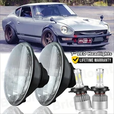 Black Pair 7inch Round LED Headlights Hi/Lo Beam For Datsun 280ZX/240Z/260Z/280Z