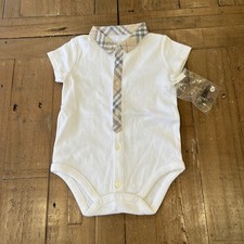 Body Burberry bambino pezzo unico Nova check colletto 3 mesi bianco bambino