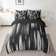 Ombre Bedding Set Size Geometric Reversible 7 Piece Bedding King Grey Black