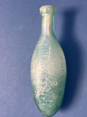 Antique J. Schweppes Torpedo 1800s BottleBlob Top Green Glass Dug Opalescent