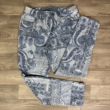 Chico's So Slimming Blue Paisley Print Girlfriend Ankle Jeans sz 0.5 (sz 6)
