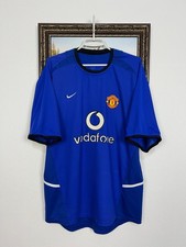 Manchester United Third football shirt 2002 Soccer Replica Blue Mens Jersey XL