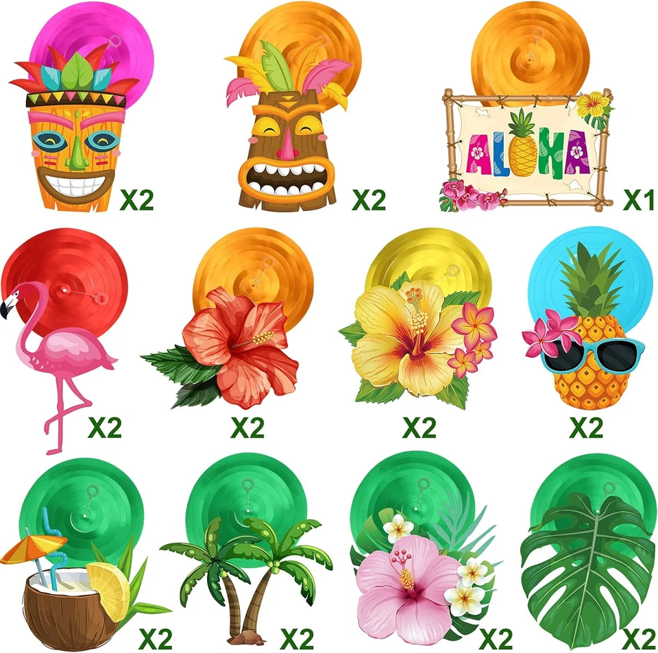30 Piezas Hawaiano Luau Fiesta Colgante Remolino Decoraciones Tropical Verano Decoración Foto 4 de 4