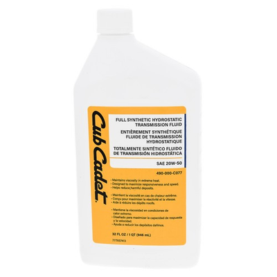 #ad CUB CADET 490 000 C077 20W 50 20W 50 Full Synthetic Hydro Transmission Fluid 1Qt $21.19
