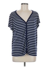 Market and Spruce Women Blue Short Sleeve Henley M