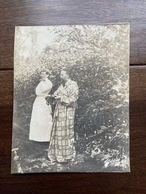 Antique Folding Camera Accordian Camera Man Wearing a Robe Vintage Photo