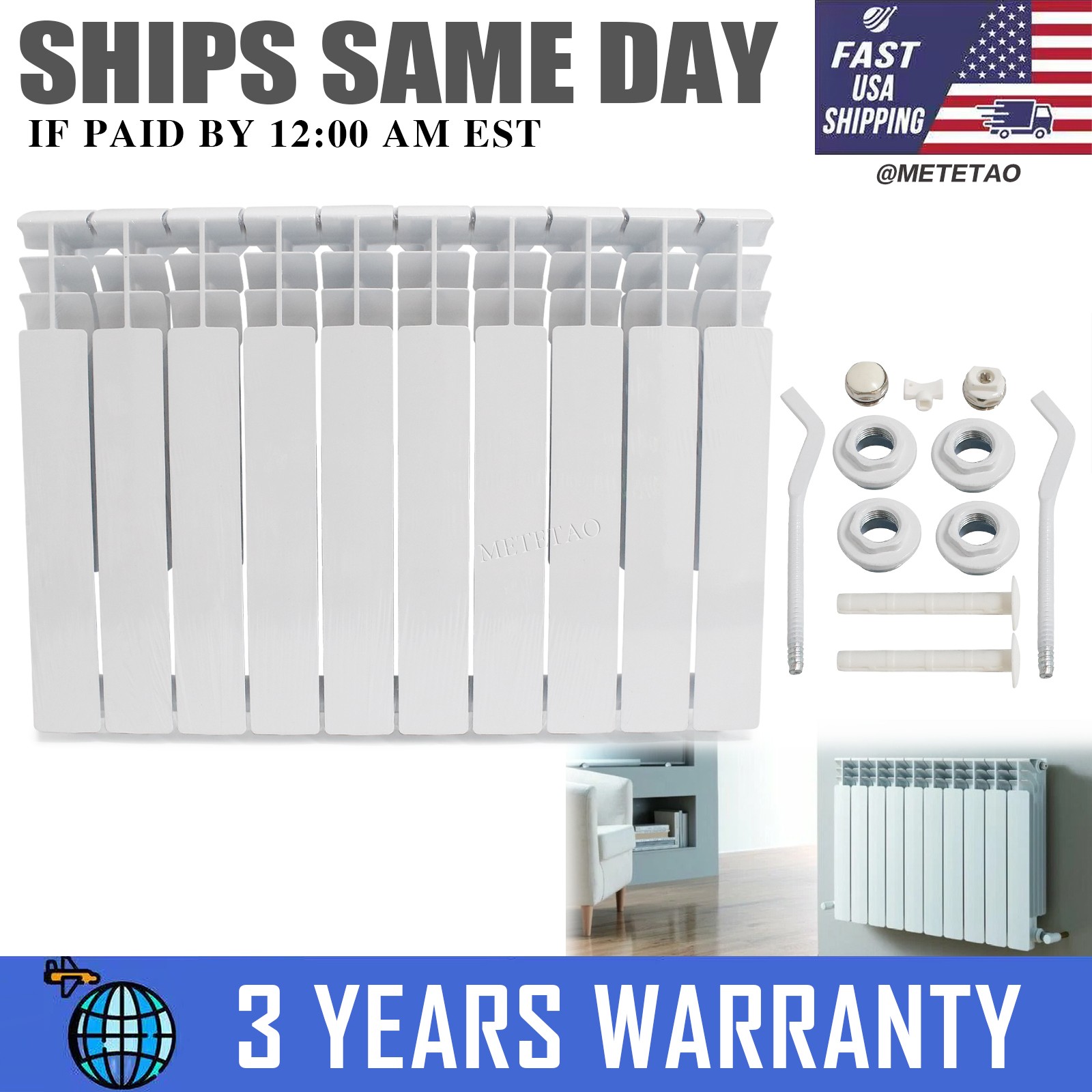 Hot Water Heating 10 Section Aluminum 55000 Btu