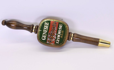GENESEE 12 HORSE ALE Wood Beer Bar Tap Handle Collectible