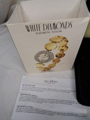 White Diamonds Elizabeth Taylor Watch with Crystal Accents Elizabeth Taylor White Diamonds Womens Gold Tone Charm Watch  main image 3