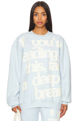 The Mayfair Group Take A Deep Breath Crewneck Blue Sweatshirt S/M NWOT $108