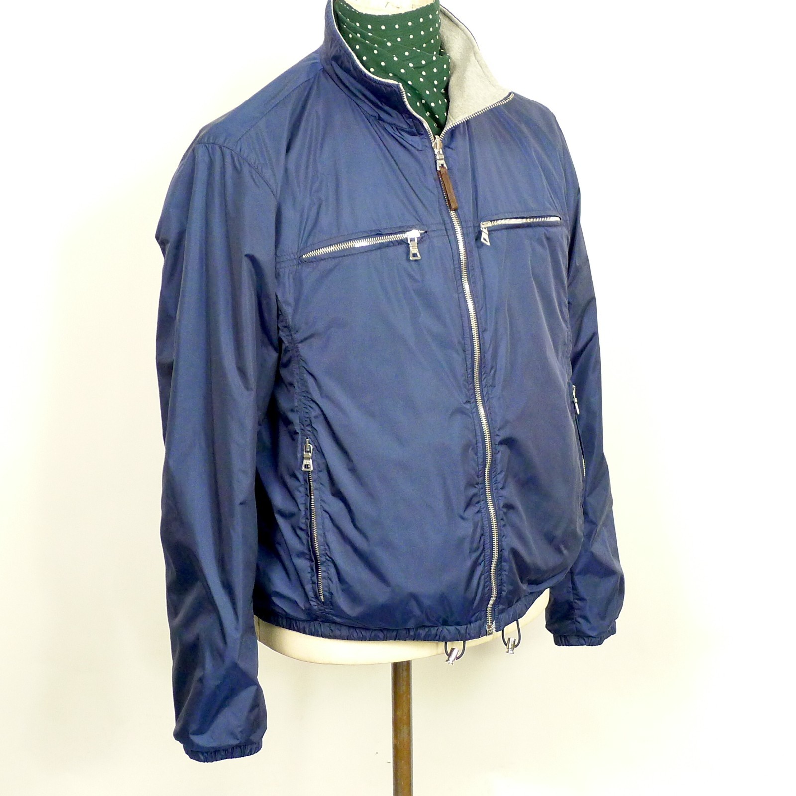 Prada Sport 2006 Windbreaker Jacket Reversible Blue Nylon Mens Size 54 #138 thumbnail 6