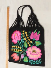 Artisanal Handwoven Mexican Floral Tote Bag Loom Woven NEW