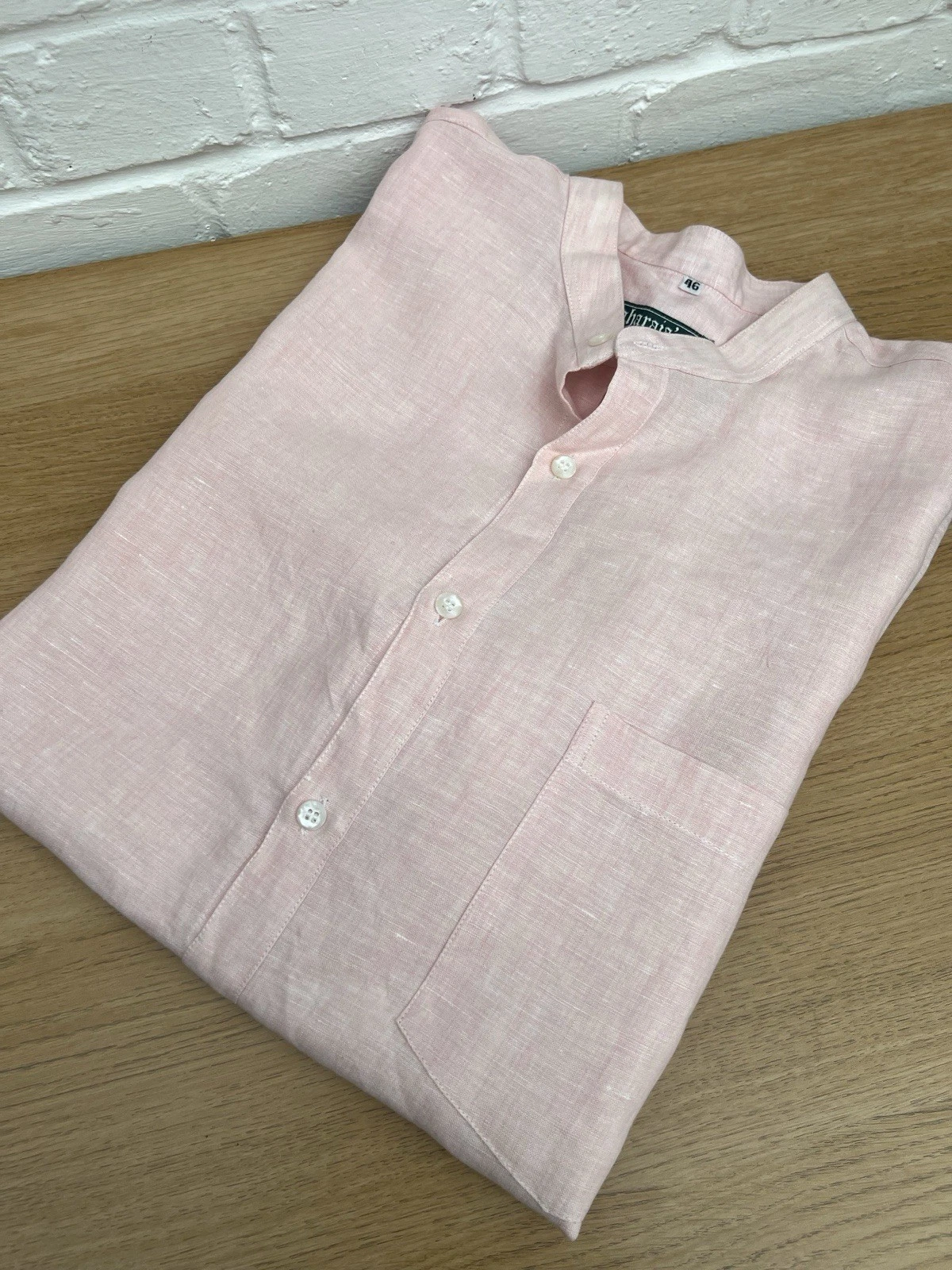 Vintage Maharajas Pure Linen Mens Shirt PTP 28” 2XL XXL Pink Shirt Sleeve