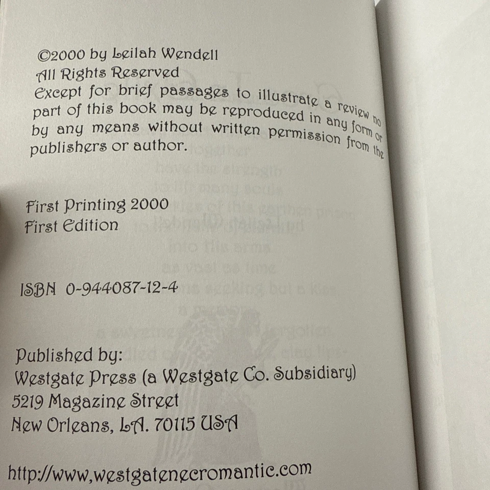 Eros In Exile Leilah Wendell 2000 1st Edition Westgate Press - Image 4 of 4