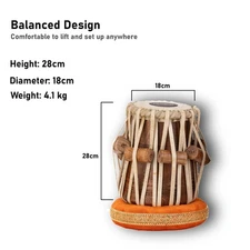 QUEENBRASS  Tuned Dayan Tabla with/Cushions and Covers, Special Handmade Puddis