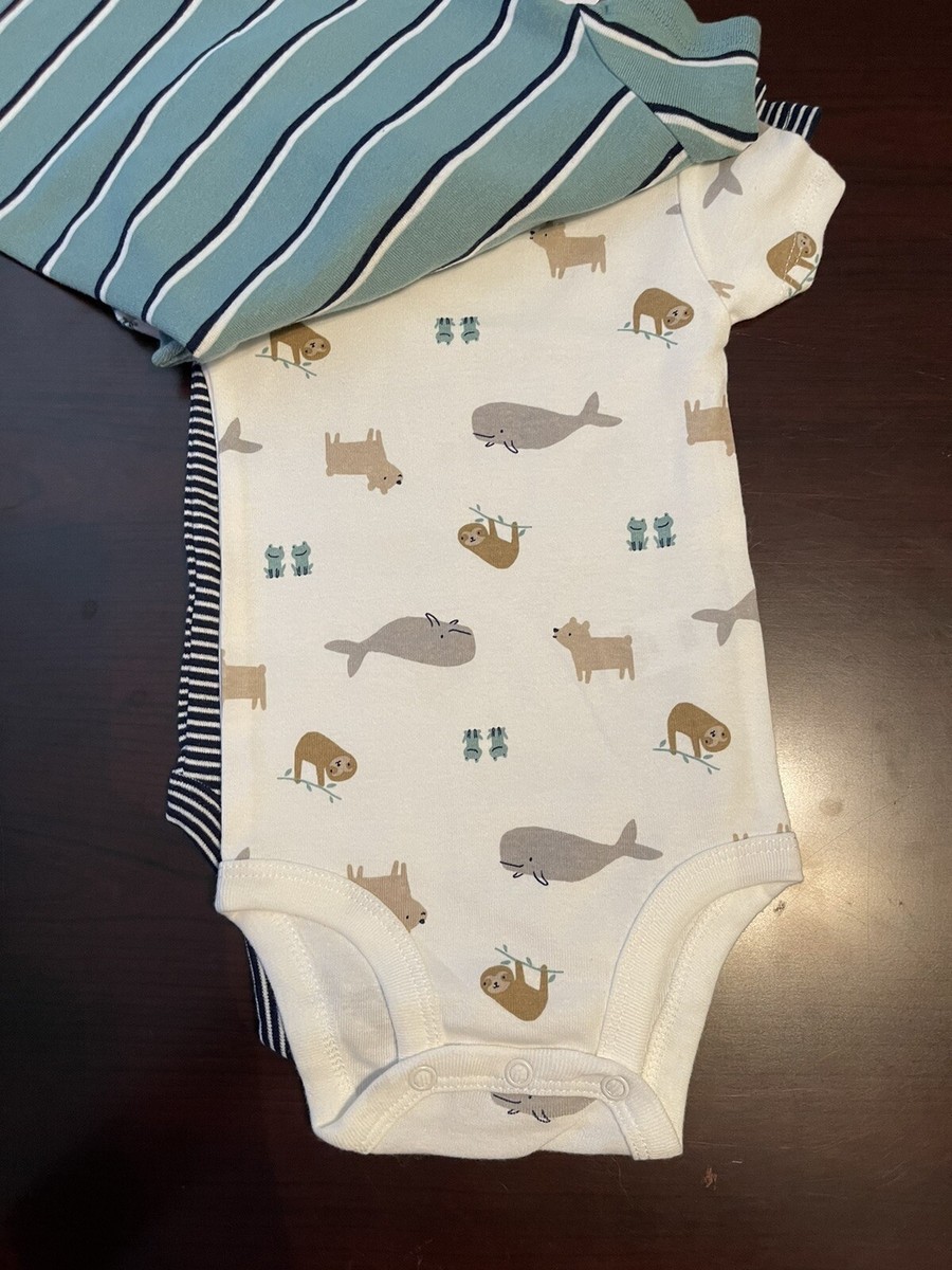 Child of Mine by Carter's Baby Boy Bodysuits 3-Pack Sloth Stripes NWT  (Preemie)