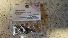 Grommets  Nickel plated copper  3/16" 10 pack  by hobby lobby 