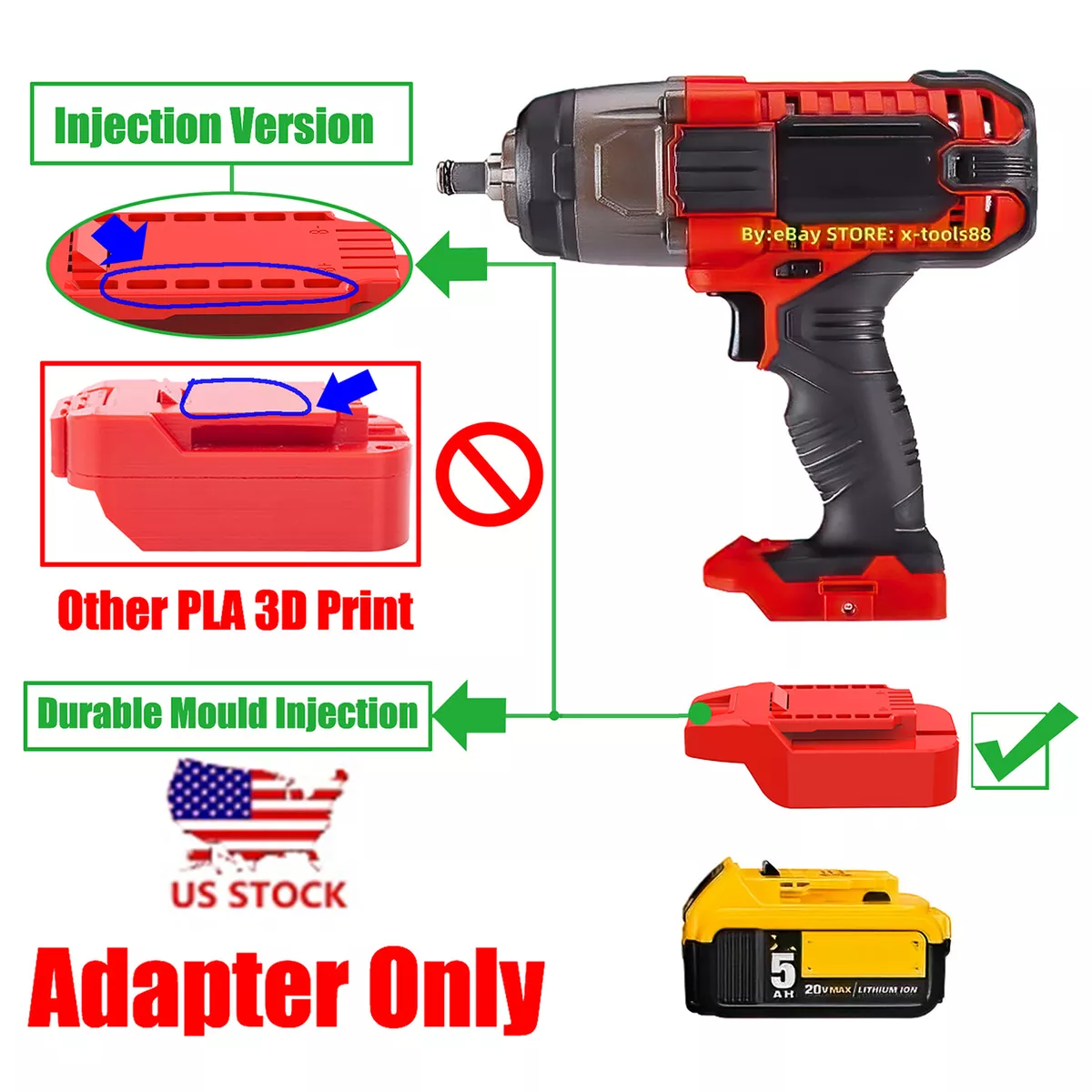 1x WORX 20V 4-PIN Li-Ion System Tools Adapter For Dewalt 20V MAX Li-Ion  Battery