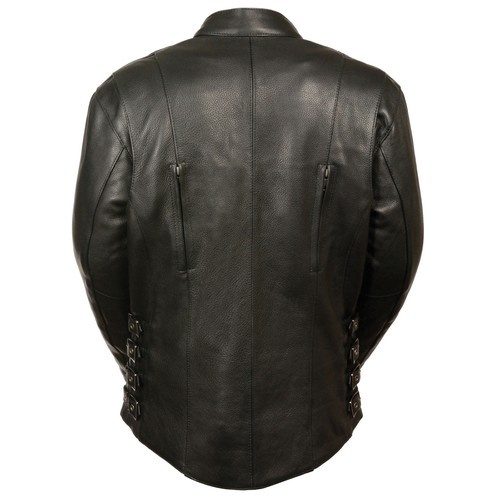 Chaqueta de motocicleta RACER negra de cuero para mujer motociclista ciclista scooter delineador con cremallera - Imagen 2 de 3
