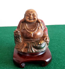 Antike Reichtumbuddha keramik seltenes Buddha-Statue mit rot gr&uuml;n und Gold Farbe