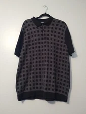 Express Sweater Mens XL Tall Black & Gray Print  Short Sleeve Pullover Casual