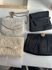 Lot/4 Vintage Hand Beaded And Satin Purses. One Needs Cleaning