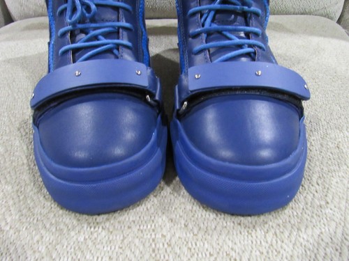 Zapatilla deportiva alta Giuseppe Zanotti de cuero azul para hombre - Imagen 9 de 22