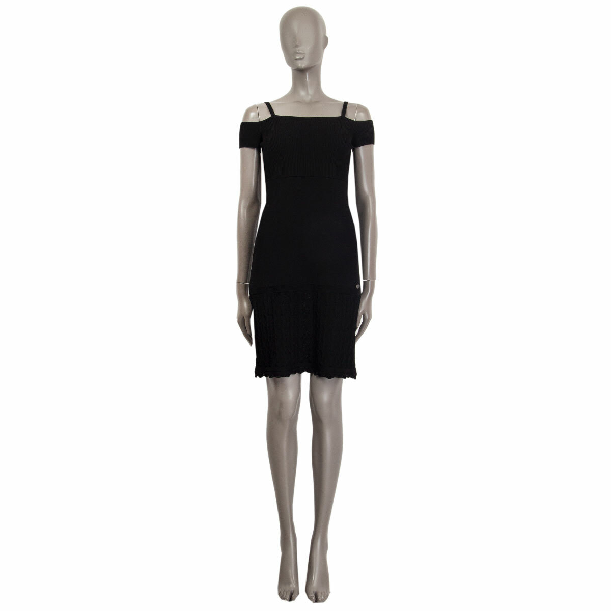 は 63264 auth CHANEL black viscose COLD SHOULDER Dress 38 S | eBay