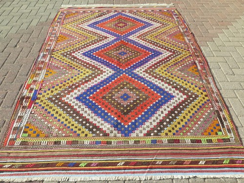 Area Rug, Vintage Turkish Sard Kilim, Floor Wool Rug, Handmade Carpet 70"X102"