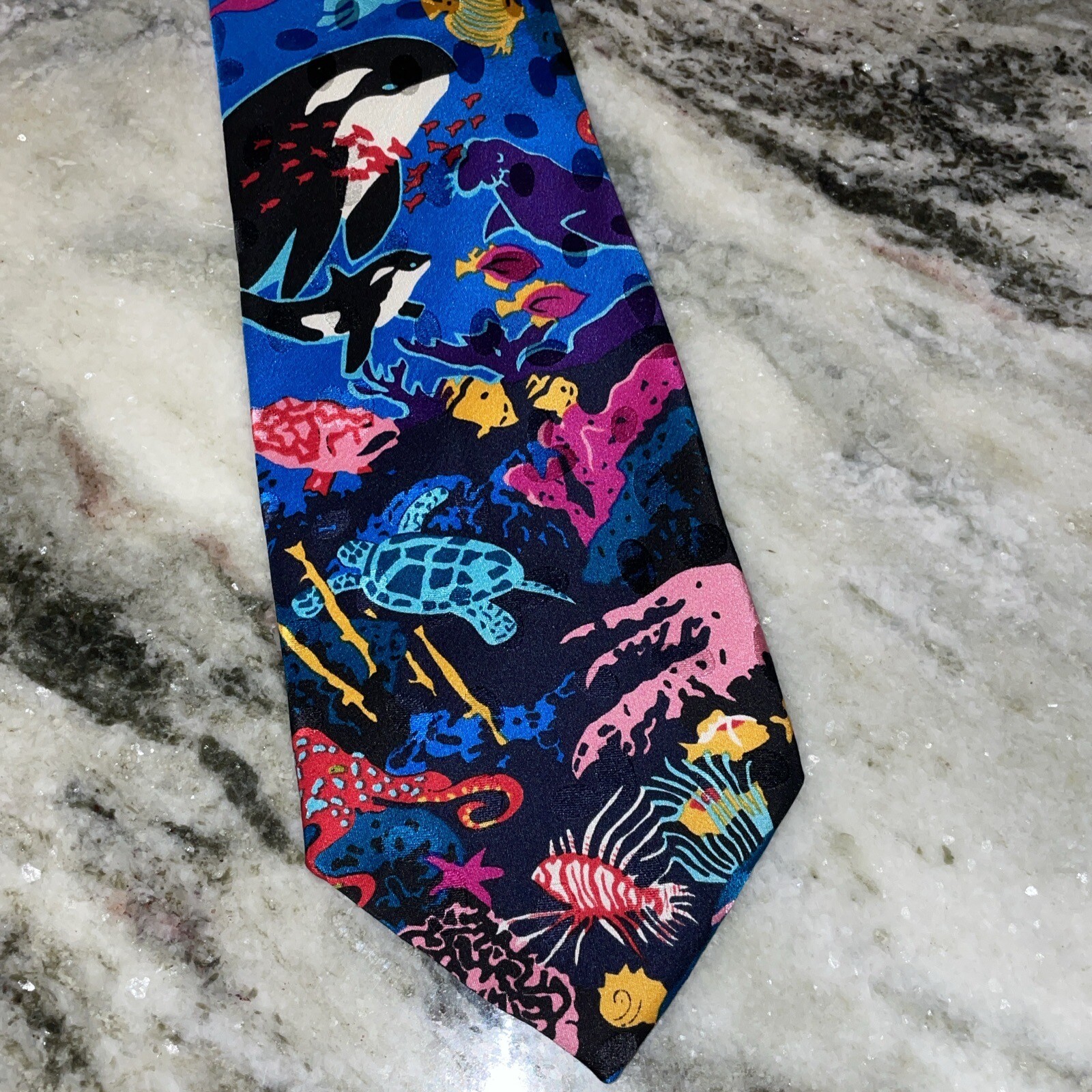 Addiction Silk Tie Coral Reef Sea Turtle Killer Whale… - Gem