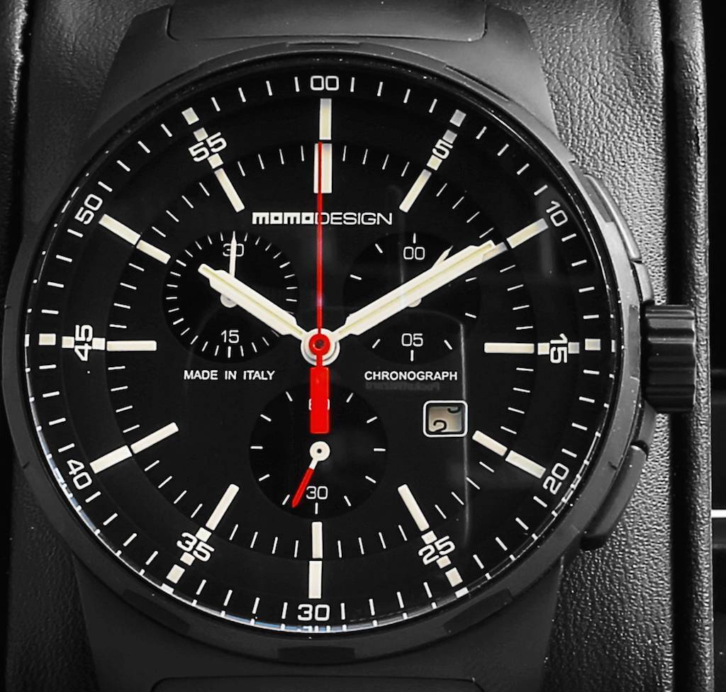 All Black Titanium Chrono md127 - Momodesign Pilot wrist watch