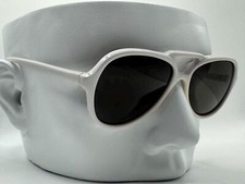 NEW Vintage Sunglasses Non RX Aviator Style Grey Lens White Frame
