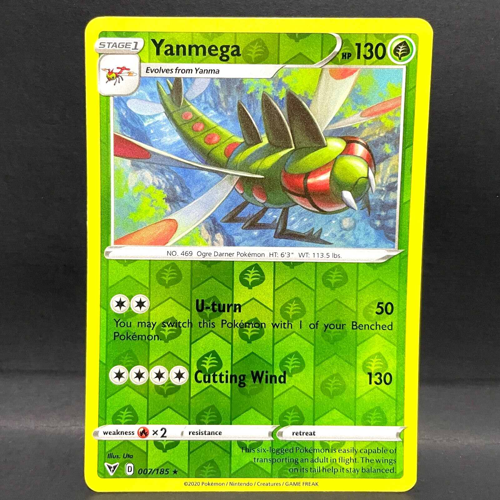 2020 POKEMON VIVID VOLTAGE YANMEGA 007/185 REVERSE HOLO (RARE)