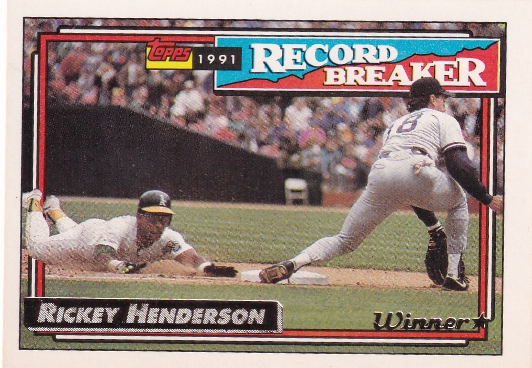 1992 Topps Rickey Henderson Record Breaker Gold Winner Card Card #2 A's   PWE