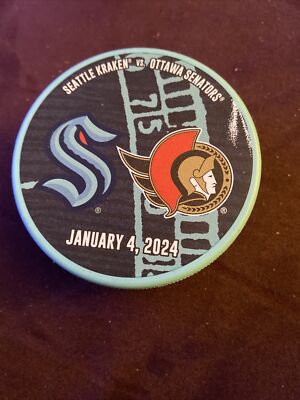 SEATTLE KRAKEN Ottawa Senators Matchup Souvenir Game PUCK 1/4/24 NHL