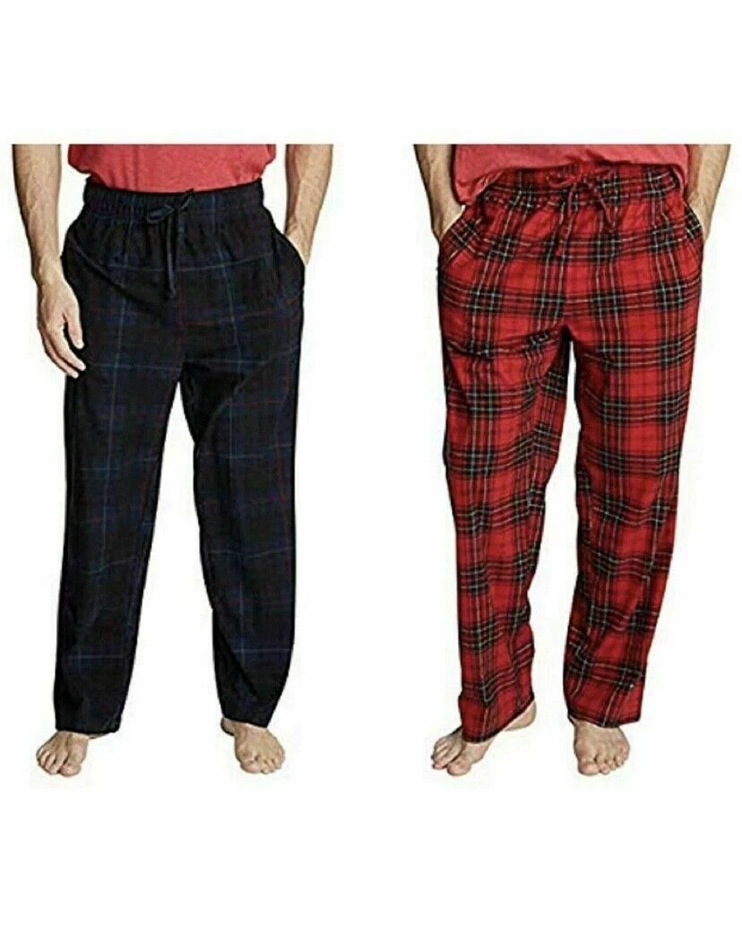 Nautica Men s Sueded Fleece Pajama Pants 2 Pack Navy Red Plaid