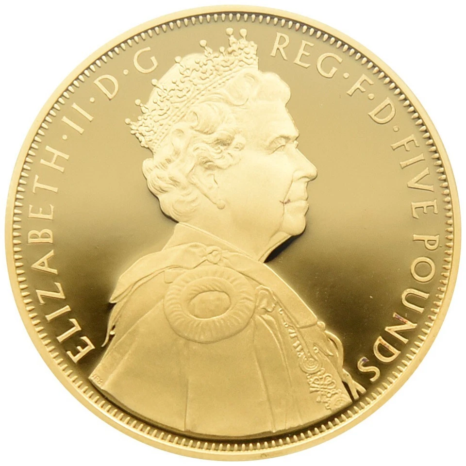 2012 Elizabeth II 5 pounds gold plated silver coin PCGS PR69DCAM Diamond Jubilee - Image 2 of 4
