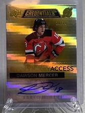 2021-22 Upper Deck Credentials Yellow /75 Dawson Mercer #DTAA-DM Rookie Auto RC