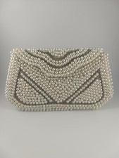 Vintage Handmade In Japan Beaded Faux Pearl Clutch