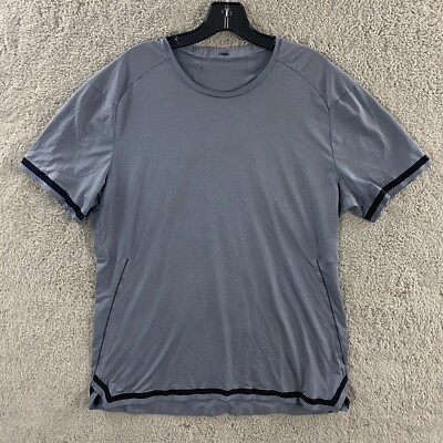 Lululemon Active Pullover Shirt Mens Large Gray Tech Short Sleeve Gym Running