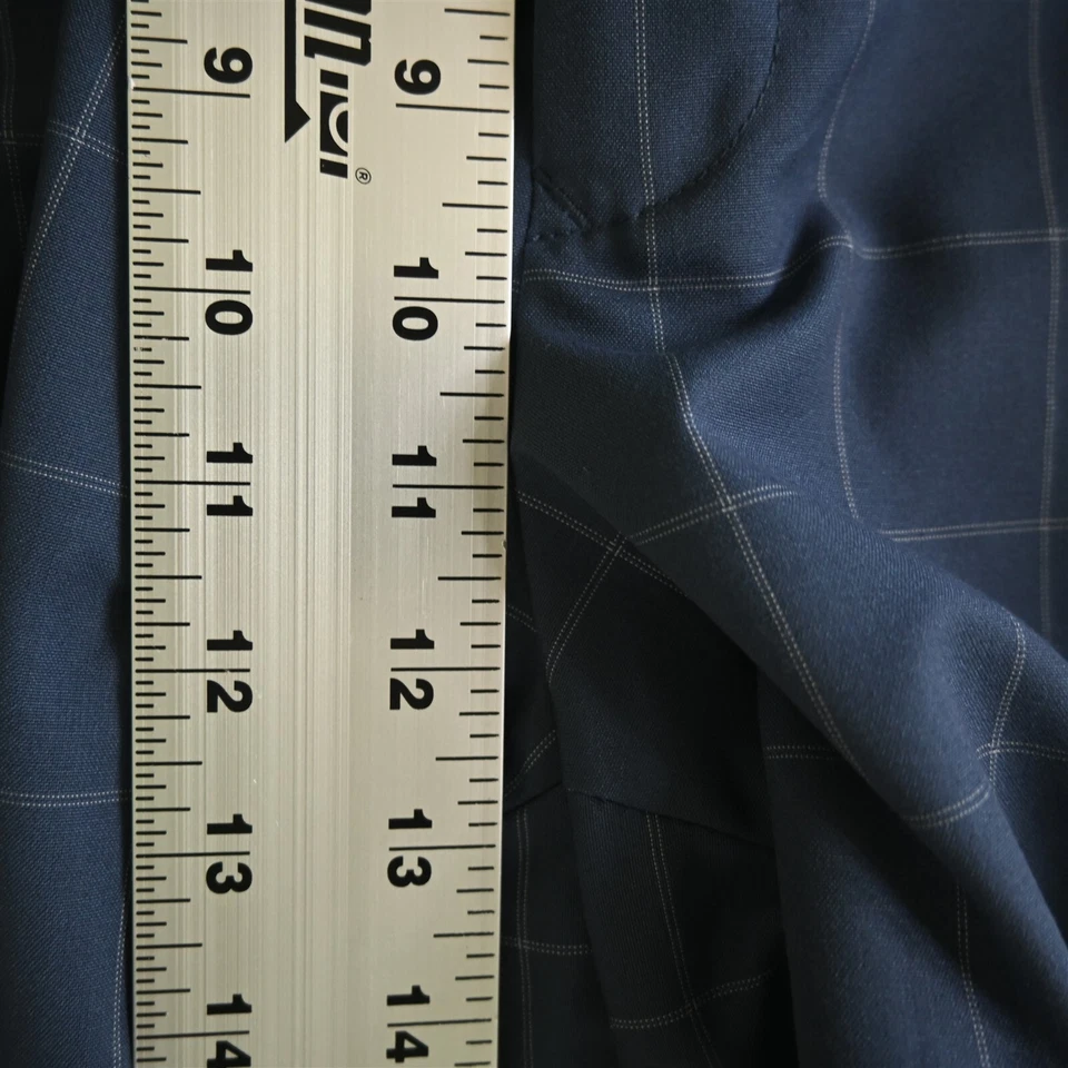 NUEVO Pantalones de vestir clásicos para hombre Angelo Rossi 46x32 azul ventana plisados con puños Foto 3 de 4