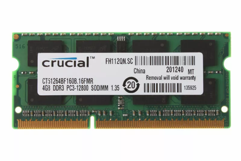 Crucial 4GB DDR3L PC3L-12800 SDRAM 1600mhz SODIMM Laptop Memory  CT51264BF160B 4G