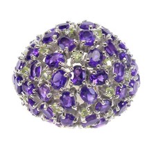 925 Sterling Silver Ring Oval Amethyst Jewelry Peridot Gemstone Jewelry Size 8