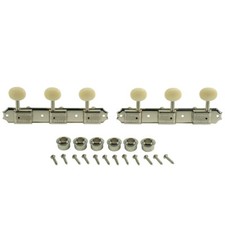 Kluson 3 on a Plate Deluxe Series 2 line Tuners Nickel white button KD-3P-NPDR