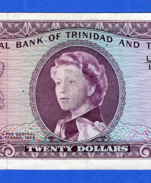 TRINIDAD AND TOBAGO $20 1964 P-28c QE II Circulated Note U/1 154826 - Image 3 of 4