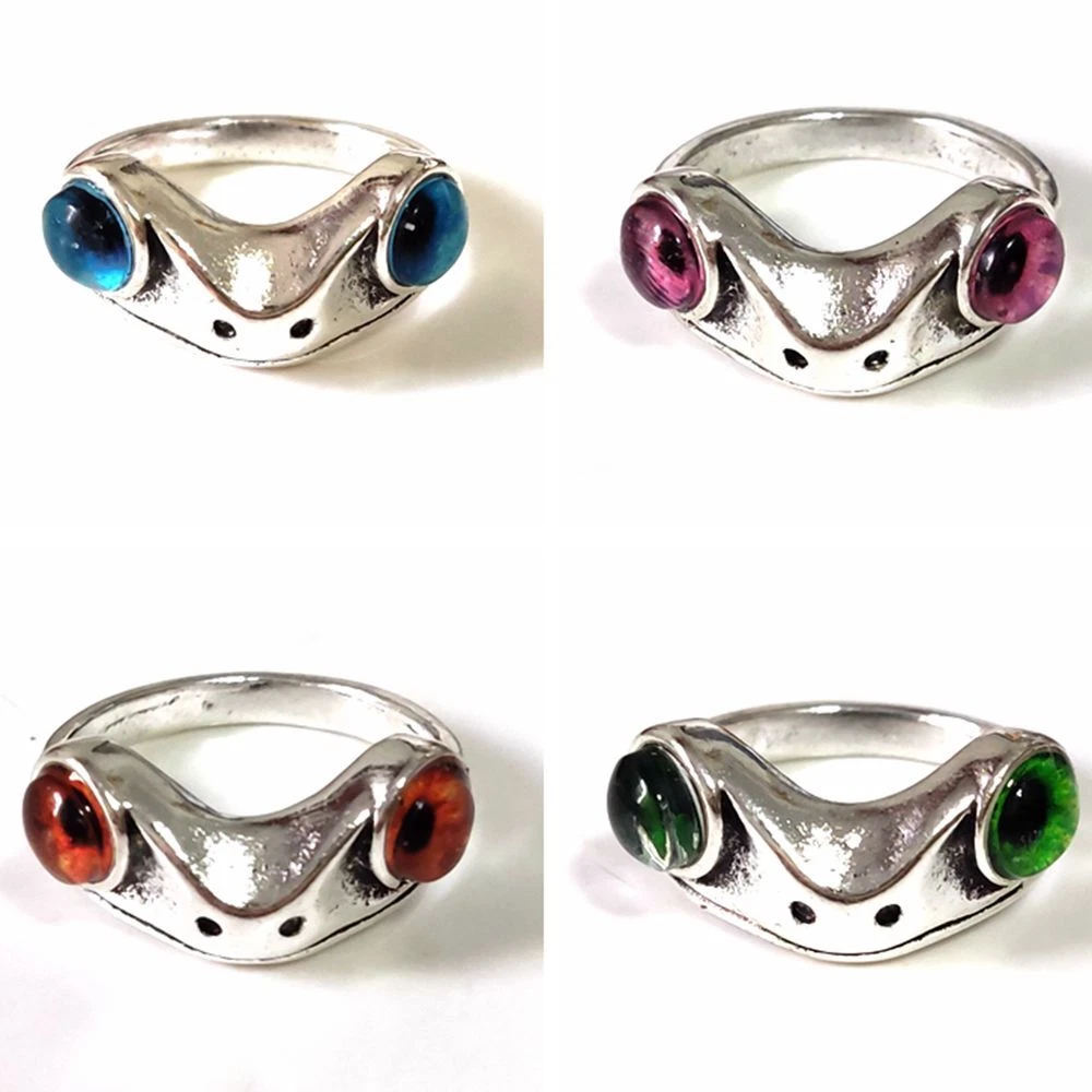 New 30pcs Cute Frog Eye Ring 4 Colors Evil Eyes Vintage Punk Metal Animal Rings
