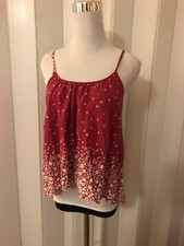 Crush By ABC Family Wmn's Sz S Spaghetti Strap Maroon Floral High Low Crop Top 
