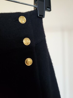 AUTH VINTAGE CHANEL WOOL SKIRT OPEN IN THE FRONT FRINGE AND CHANEL